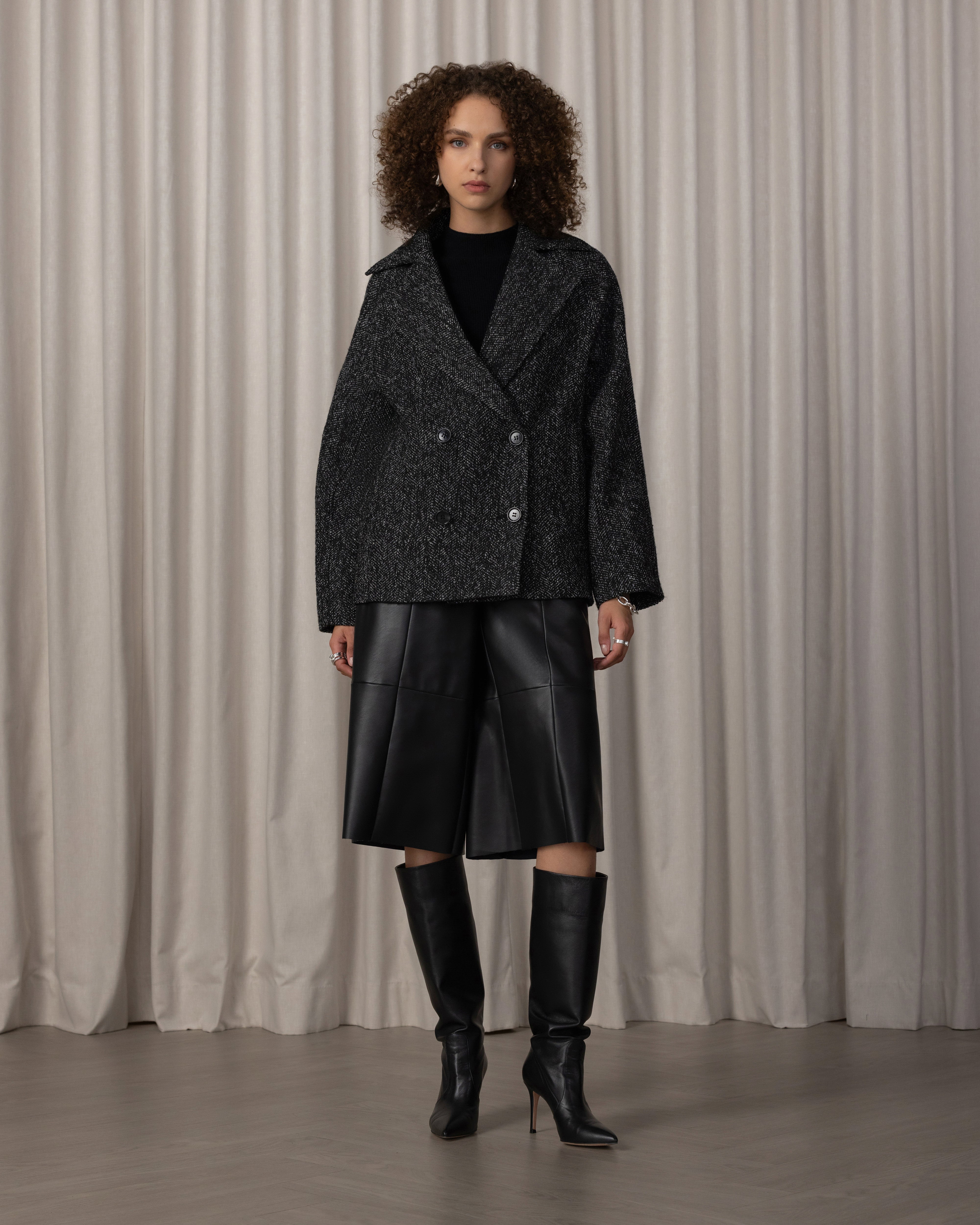 【Katrin TOKYO】cocoon tweed blouson Homespun Tweed Zip Blouson in Brown – SVRN
