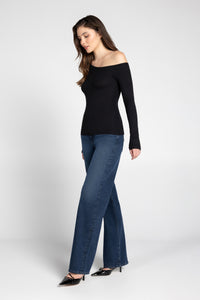 Baby Rib Off-Shoulder Long Sleeve