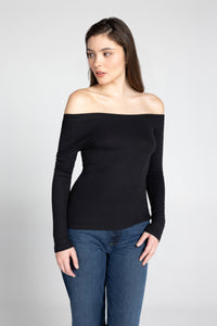 Baby Rib Off-Shoulder Long Sleeve