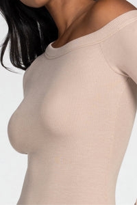 Baby Rib Off-Shoulder Long Sleeve